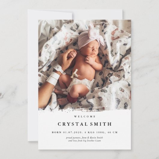 Faire-part de naissance photo moderne | carte phot (Devant)