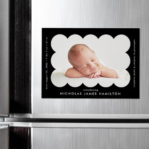 Faire-part de naissance photo moderne en noir