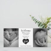 Faire-part de naissance photo moderne en noir et b (Debout devant)