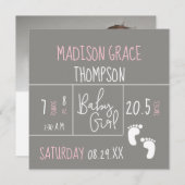 Faire-part de naissance photo moderne fille bébé r (Devant / Derrière)