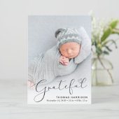 Faire-part de naissance photo moderne Grateful (Debout devant)