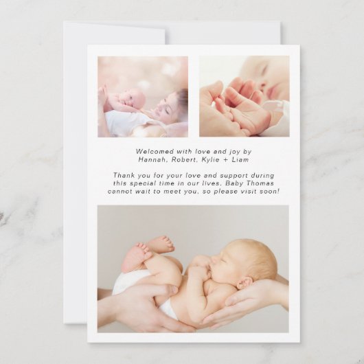 Faire-part de naissance photo moderne Grateful (Dos)