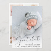 Faire-part de naissance photo moderne Grateful (Devant / Derrière)