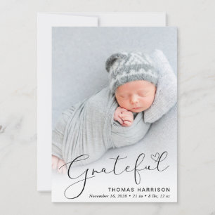 Faire-part de naissance photo moderne Grateful