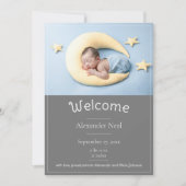 Faire-part de naissance photo moderne gris (Devant)