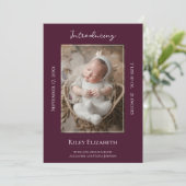 Faire-part de naissance photo moderne Magenta (Debout devant)