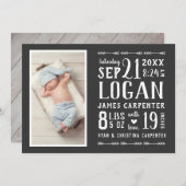 Faire-part de naissance photo moderne Rustique 2 (Devant / Derrière)