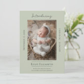 Faire-part de naissance photo moderne Sage Green (Debout devant)