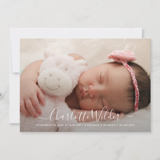 Faire-part de naissance photo moderne simple (Devant)