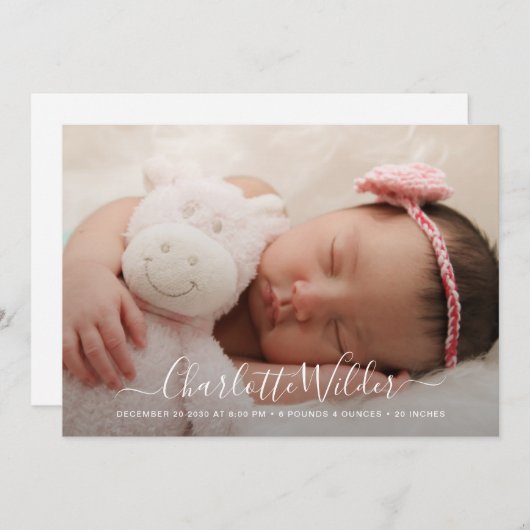 Faire-part de naissance photo moderne simple (Devant / Derrière)