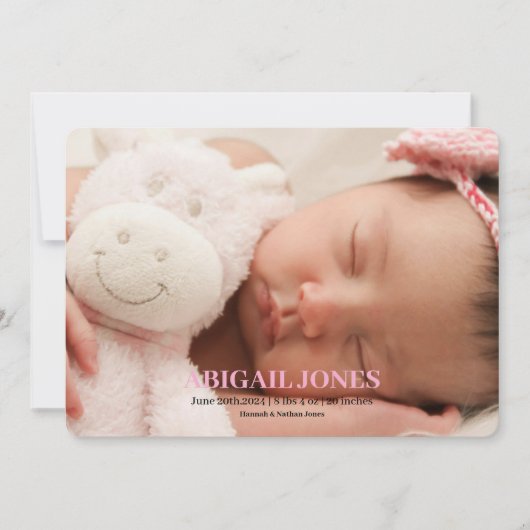 Faire-part de naissance photo moderne simple (Devant)