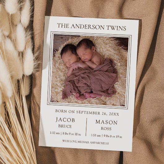 Faire-part de naissance photo moderne Sweet Twins