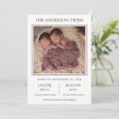 Faire-part de naissance photo moderne Sweet Twins (Debout devant)