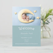 Faire-part de naissance photo moderne turquoise (Debout devant)