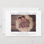 Faire-part de naissance photo moderne Twin (Devant)