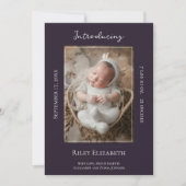 Faire-part de naissance photo moderne violet (Devant)