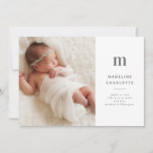 Faire-part de naissance photo Monogramme Premières (Devant)