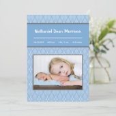 faire-part de naissance photo Motif de Jacquard bl (Debout devant)