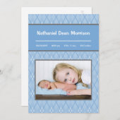 faire-part de naissance photo Motif de Jacquard bl (Devant / Derrière)