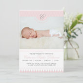 Faire-part de naissance photo Motif rose diamant (Debout devant)