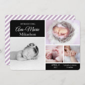 Faire-part de naissance photo multiple noir et bla (Devant / Derrière)