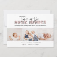 Faire-part de naissance photo multiple trois enfan