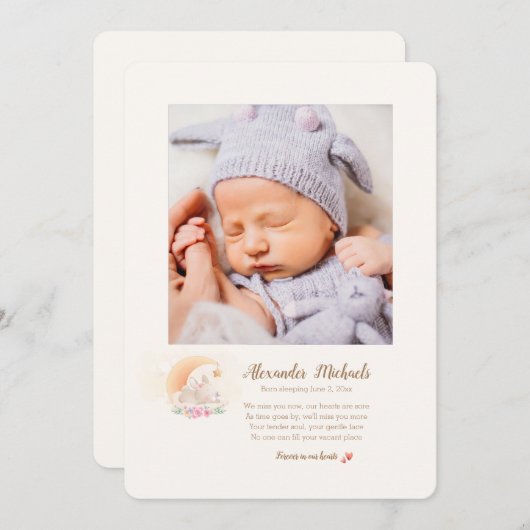 Faire-part de naissance photo Né dormant (Devant / Derrière)