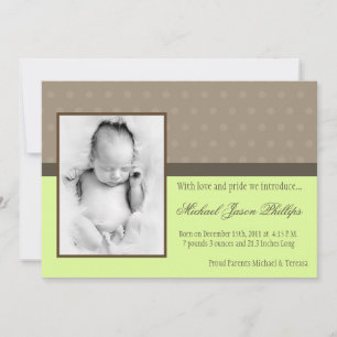 faire-part de naissance PHOTO Neutr Green Polka (5