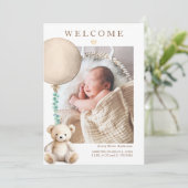 Faire-part de naissance photo Neutral Teddy Bear B (Debout devant)