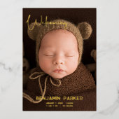 Faire-part de naissance photo neutre avec écriture (Recto)