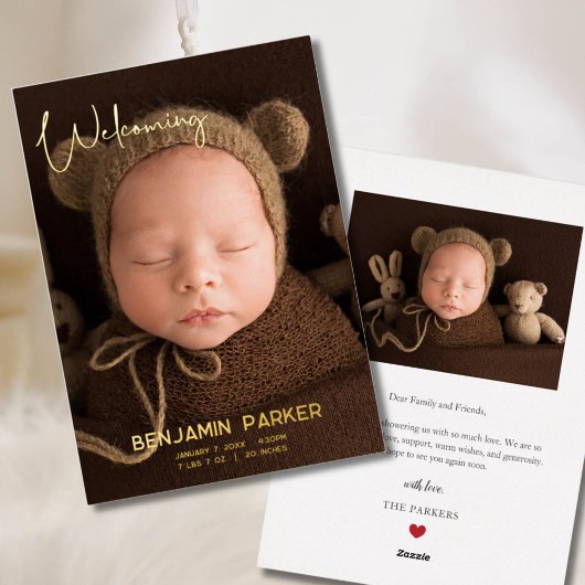 Faire-part de naissance photo neutre avec écriture