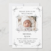 Faire-part de naissance photo neutre noir et blanc (Devant)