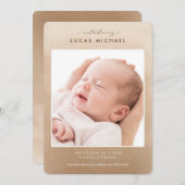 Faire-part de naissance photo neutre simple Ombre (Devant / Derrière)