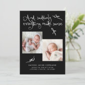 Faire-part de naissance photo noir Doodle Cute Bow (Debout devant)