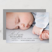 Faire-part de naissance photo | Nom photo (Devant / Derrière)