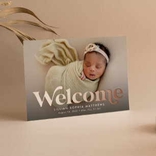 Faire-part de naissance photo or rose gras de bien