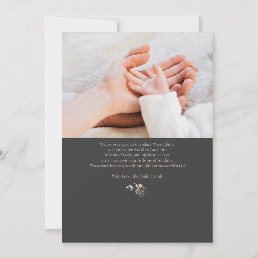 Faire-part de naissance photo ovale simple Fleur s (Dos)