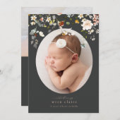 Faire-part de naissance photo ovale simple Fleur s (Devant / Derrière)