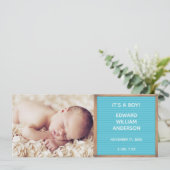 Faire-part de naissance photo, Panneau bleu Se con (Debout devant)