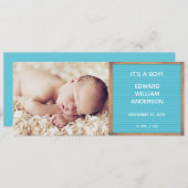 Faire-part de naissance photo, Panneau bleu Se con (Devant / Derrière)