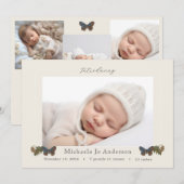 Faire-part de naissance photo Papillons Woodland (Devant / Derrière)