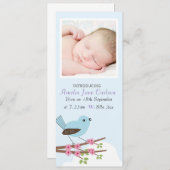 Faire-part de naissance photo personnalisé d'oisea (Devant / Derrière)