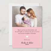 Faire-part de naissance photo Pink Baby Girl 2 (Dos)