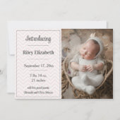 Faire-part de naissance photo Pink Chevron (Devant)