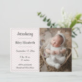 Faire-part de naissance photo Pink Chevron (Debout devant)