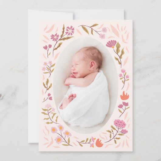 Faire-part de naissance photo Pink Magic Meadow (Devant)