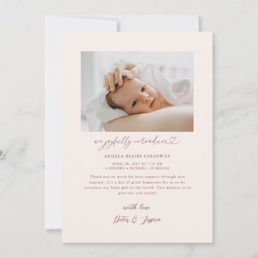 Faire-part de naissance photo Pink Magic Meadow (Dos)