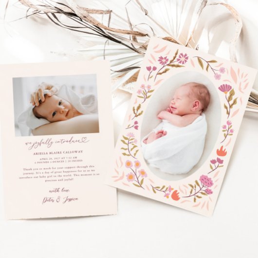 Faire-part de naissance photo Pink Magic Meadow