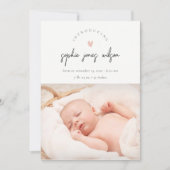 Faire-part de naissance photo Pink Minimal Heart S (Devant)