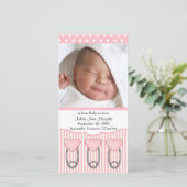 Faire-part de naissance PHOTO Pins de couches card (Debout devant)